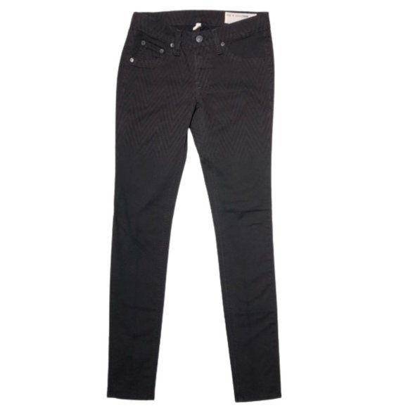 Rag & Bone Low Rise Chevron Ombre Black and Cranberry Legging Jeans - Picture 1 of 11